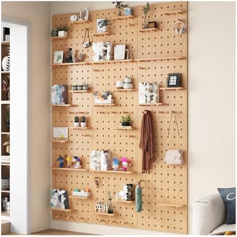 Pegboard Wall Organizer Panels.Wall-Mounted Wooden Organizer Kit - Versatile Storage System for DIY Garage & Craft Room - Perfect Display Tool Rack for Home Workshop & Craft Organization，（Wh
