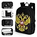 Russia Coat of Arms Russian Flag Printed Backpack Causal Daypack Travel Laptop Shoulders Bag with Side Pockets for Men Women 13 X 7 X 16 Inch