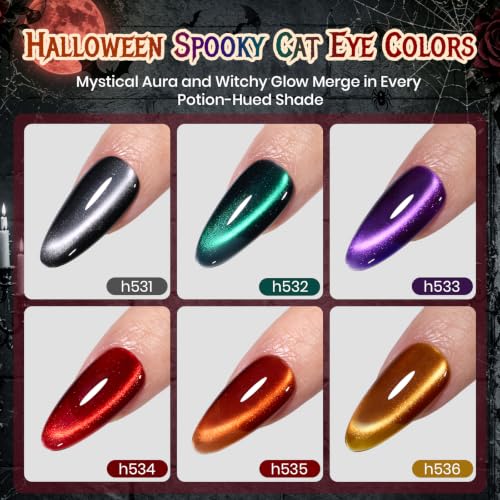 Image of Beetles Halloween Box Cat Eye Gel Nail Polish Set, Witch Potion 6 Colors