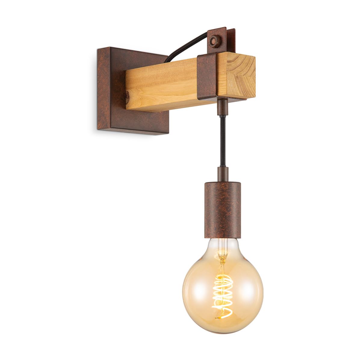Home Sweet Home Vintage Wandlampe Denton | 10/20/23cm | Rost | Wandlampe aus Holz | geeignet für E27 LED Lichtquelle | Wandlampe geeignet für Wohnzimmer, Schlafzimmer