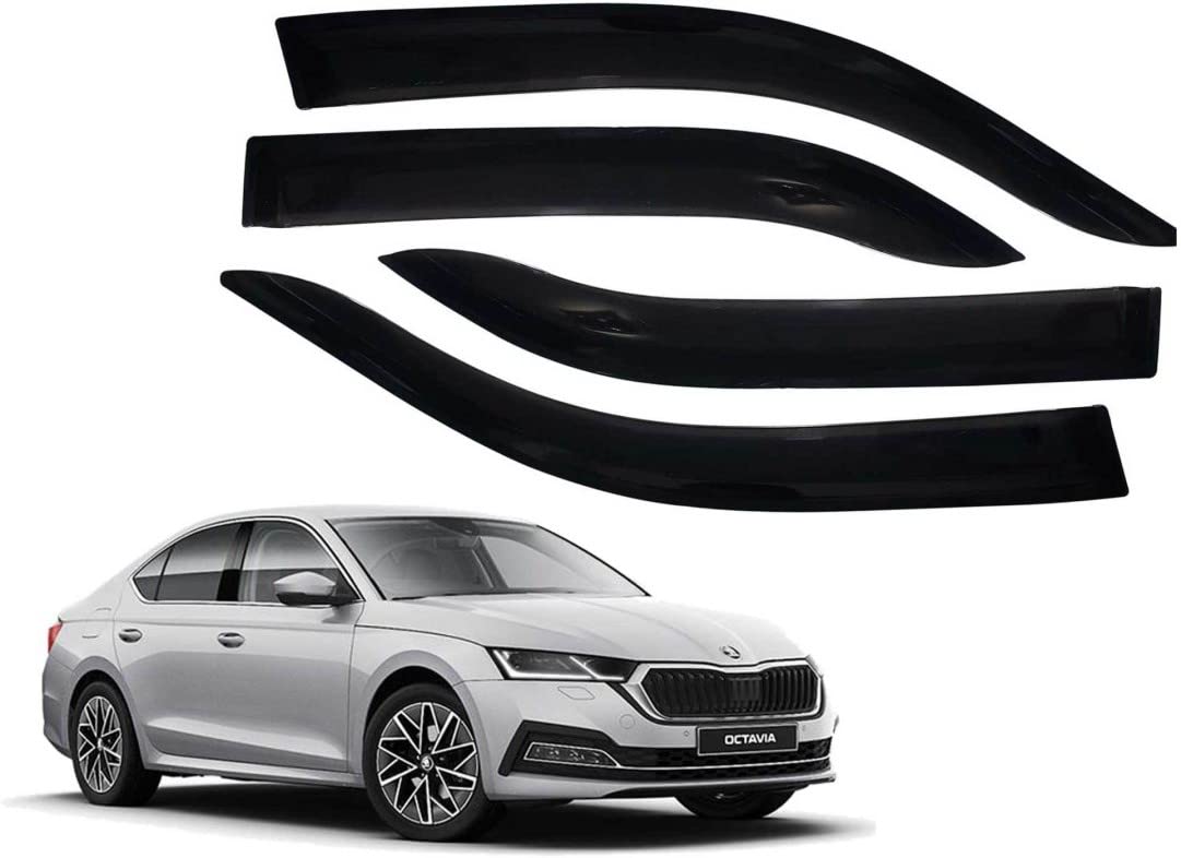 CARSHADE Door Visor Wind Rain Deflector Black Color Compatible for Skoda Octavia Set of 4 (Skoda Octavia)