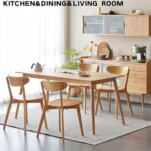 Image of Solid Wood Dining Chairs - Kitchen Chairs Set of 4 with Comfortable Curved Backrest - Wood Chairs for Dining Room,Living Room - Original Wood Color