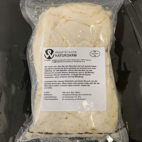 Preisvergleich Produktbild Schweinedärme 1A alle Kaliber 10-90m, Naturdarm vom Schwein - frisch verpackt - (Kaliber 28 / 30, Länge: 50m)