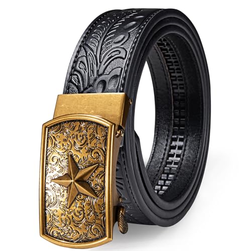 Image of Dubulle Men's Ratchet Belt Gold /Black /Red /Green /Blue /White Automatic Buckle Business Casual Belt Gift - Adjustable Fit