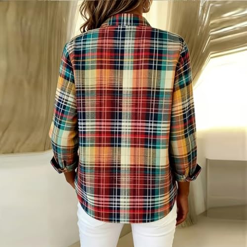 Plaid Shirts for Women Flannel Button Down Long Sleeve Blouse - image 3