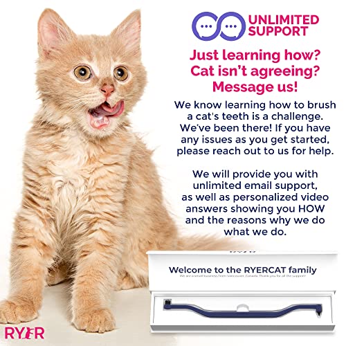 Ryercat Dual Sided Cat Toothbrush - Kitten Toothbrush Only 8Mm Wide (Very Small) To Fit Into Cat/Kittens Mouth - Cat Dental Care Supplies - Pet Toothbrush For Cats (Space Blue) #TOP7