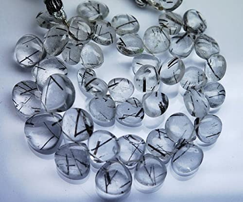 Quartz rutilé noir perles coeurs pour fabrication de bijoux fil de 9 pouces LKBEADS