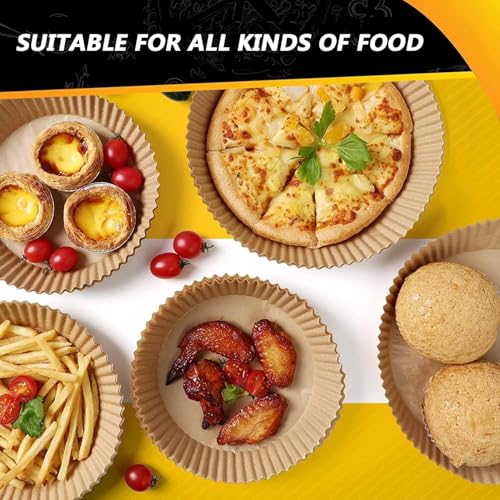 Image of Air Fryer Paper Sheets 8 Inch (100 Pcs) | Disposable Air Fryer Liners | Oil-Proof Non-Stick Parchment Paper for Air Fryer, Microwave & Baking | Heat Resistant, Easy to Use Cooking (Round)