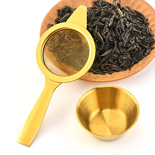 Verve Jelly 2 Pair Tea Filters with Drip Bowls, Small Fine Mesh Tea Strainers, Stainless Steel Tea Infuser with Long Handle - Image 3
