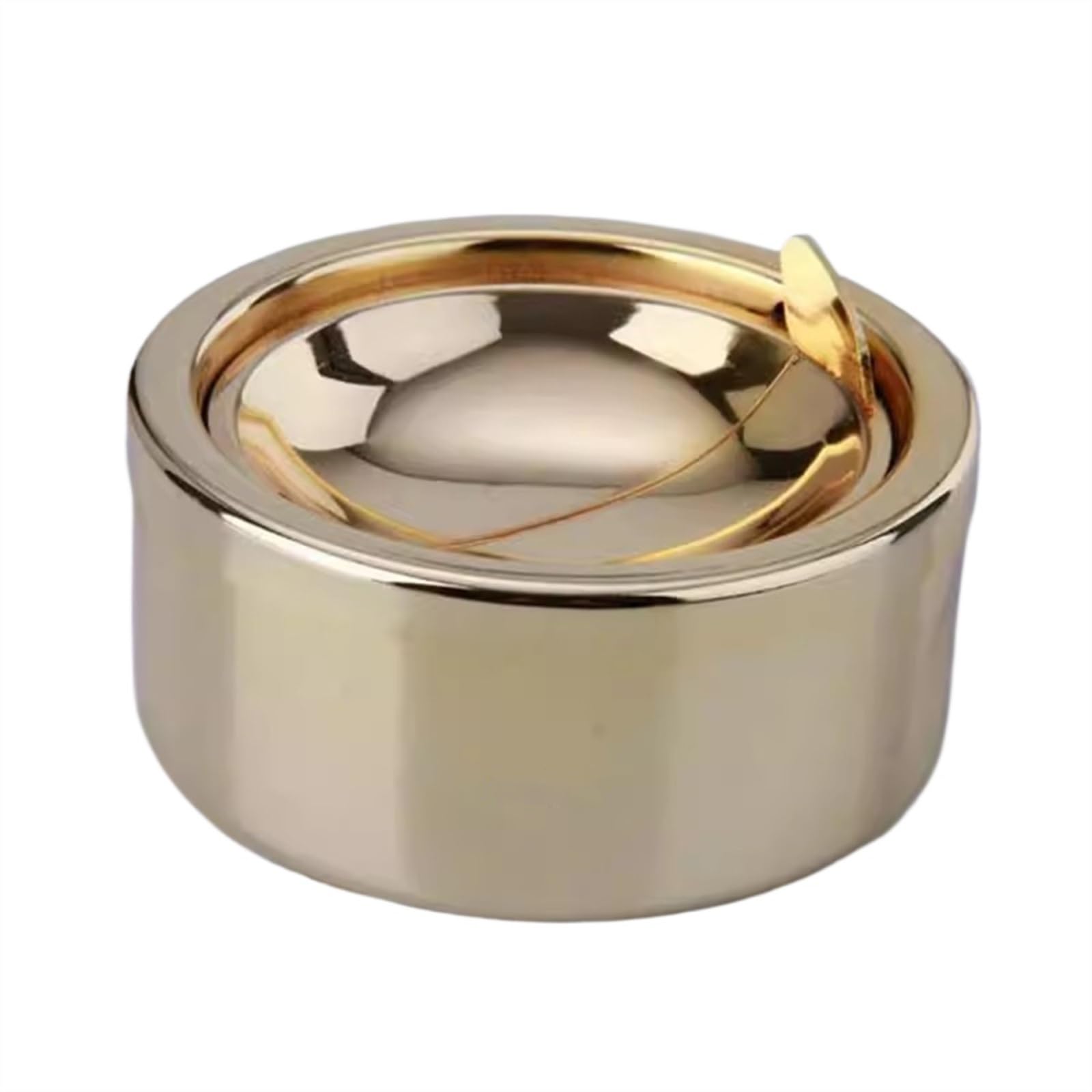 Wqqyu6hkf Gold Indoor Decorative Fluted Classic Metal Ashtray With Lid For Cigarettes - Windproof Outdoor Indoor For Desktop(Gold)