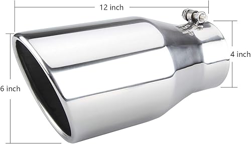 Miniatura 2 de Punta de escape diésel de entrada de 4 pulgadas, salida de 6 pulgadas, punta trasera de camión de 12 pulgadas de largo, diseño de ángel enrollado,