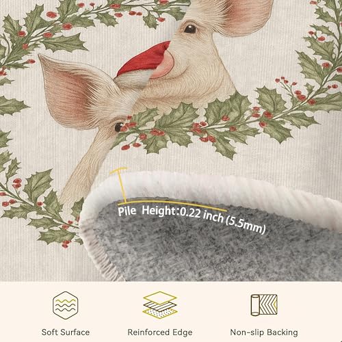 Tapis chambre cochon Noël lavable résistant et antidérapant - 8