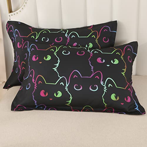 Encoft Cartoon Comforter Set Cat Cartoon Black Comforter Set Queen Size For Teen Boys And Girls Adults Room Decor 3 Piece Including 1 Cmforter And 2 Pillowcase (Cat, Queen) #TOP4