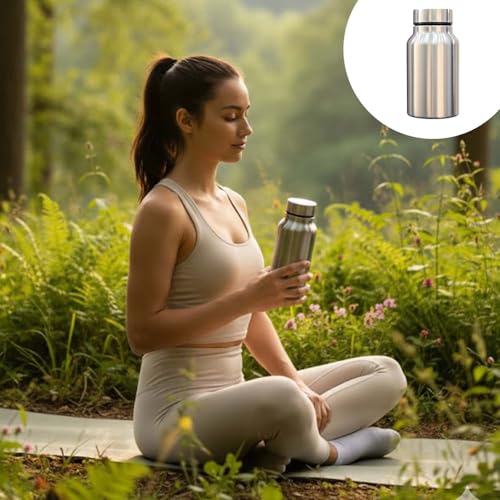 Image of Stainless Steel Water Bottle 500ml | Leak Proof, Rust Proof & BPA Free Small Metal Drinking Bottle | Reusable Steel Water Bottle for School, Gym, Yoga & Office | Durable Fridge Friendly Bottle