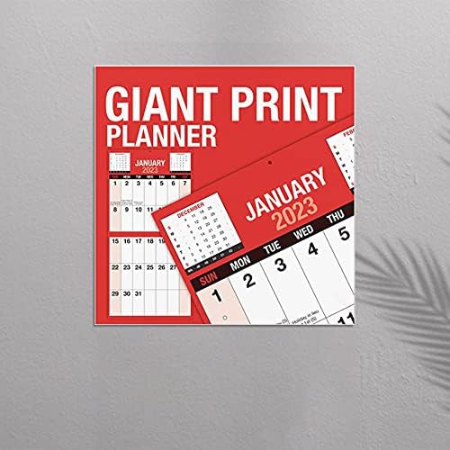 KARRMA 2023 Calendar Month To View Giant print Red and Black Wall Planner for Home Business Office School 1 January 2023 to 31 December 2023