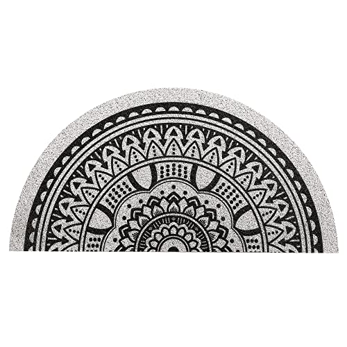 Zeeinx Welcome Door Mat Boho Doormat Half Circle Area Rug Front Door Mat Outdoor Non Slip Absorbent Floor Mat Entrance Doormat For Patio,Home,Classroom,17.7"X35.4"-Black Leaf #TOP1