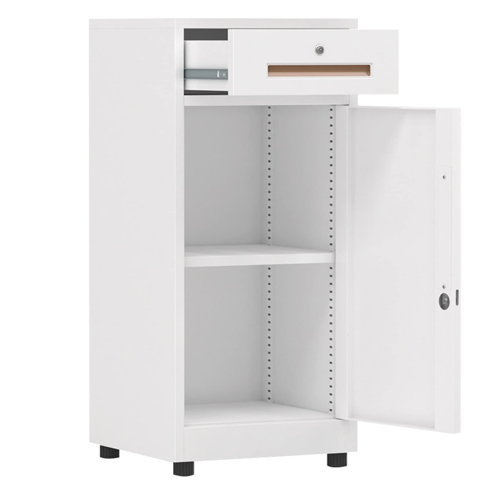 Aktenschrank Aktenschrank mit Schloss, 1 Schublade und 1 Tür Lagerschrank, abschließbarer Aktenschrank für Home-Office Lagerschrank