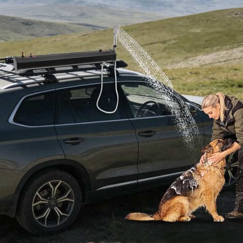 Ducha portátil para carretera, tanque de agua presurizado con gran capacidad 7.93 gal, tubería de agua de 1.7 m, con cabezal de ducha, ducha para barra de techo, suministro de agua para actividades al aire libre miniatura 4