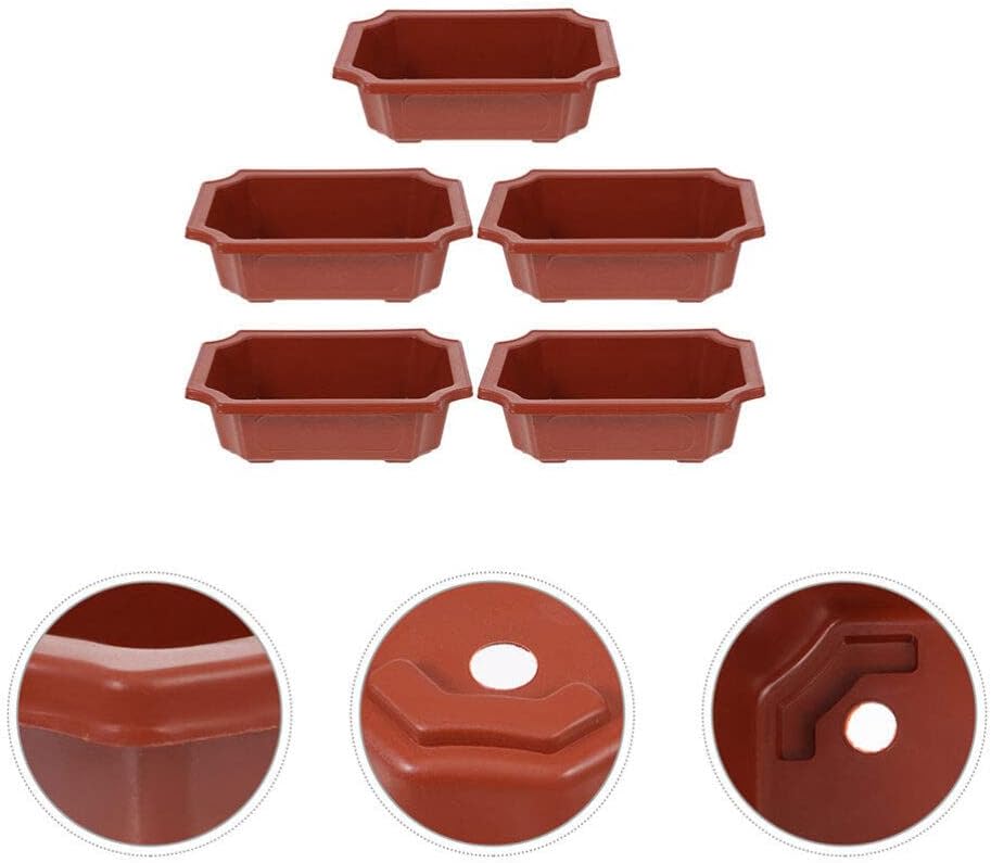Healeved 10Pcs Small Bonsai Pot with Drainage Holes 6.3in X 4.6in Rectangular Bonsai Training Pots Plastic Flowerpot for Indoor Succulents Cactus Plants Growing Planter for Garden