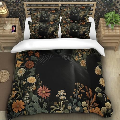 Housse de couette chat noir 135x200 microfibre 3 pcs - 5
