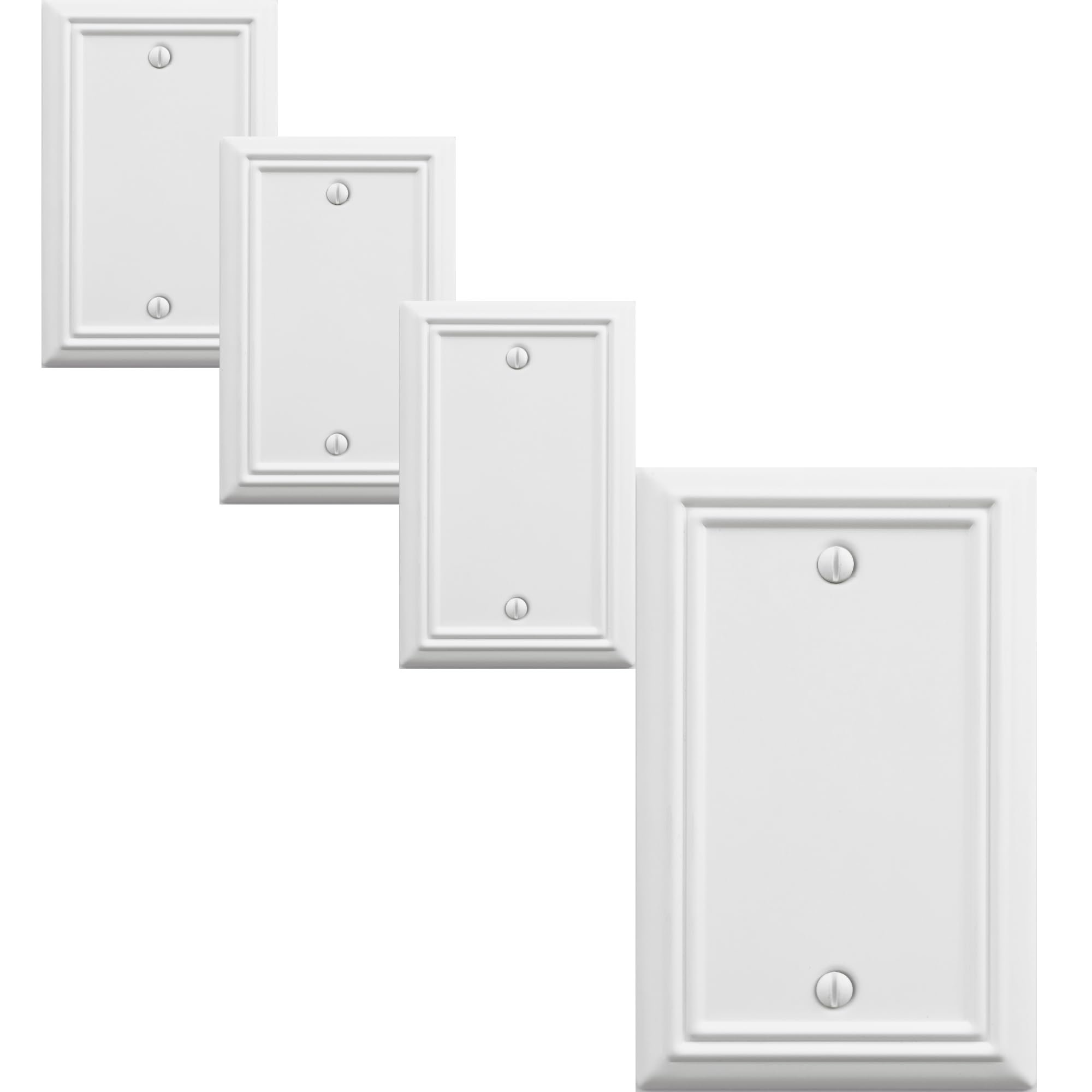 OKAWYC Single Blank Light Switch Cover Adler Metal Wall Plate, 4-Pack White 1 Gang, Light Switch Cover Outlet Cover Decorative Wallplate, Durable