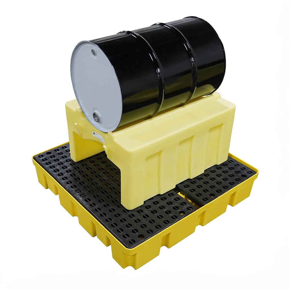 Enpac Single Poly-Racker Drum Dispensing System - Forkliftable, 66-Gallon Sump, Scalloped Edges, For 55/30 Gallon Drums