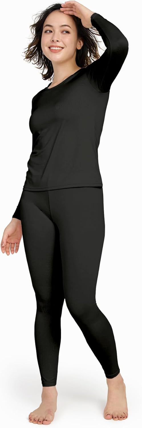 LAPASA Women's Thermal Underwear Set Fleece Lined Long Johns Top & Bottom Soft Base Layer Light/Mid/Heavy Weight L17/ L41/L44