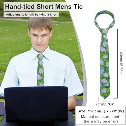 Image of Luckyvestir Mens Ties, Sage /Dusty Blue /Pink Floral Ties for Men, 2.76 inch Cotton Flower Necktie for Wedding /Groomsmen /Party