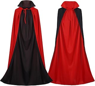 1.4 Meters Adult Halloween Vampire Cape Vampire Cloak with Collar Cape Reversible Vampire Devil Costume Red+Black