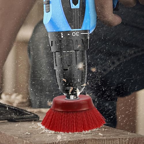 Image of 1Pcs Nylon Cup Brush 4 inch Nylon Filament Brush, Grit 80 Abrasive Filament Cup Brush for Removal Rust Corrosion Paint