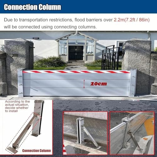 Heavy Duty Aluminum Flood Barriers for Home - Reusable Detachable Mobile Water Baffle, Door Protection, Flood Defense, 120x60cm, Rainwater Control Solution