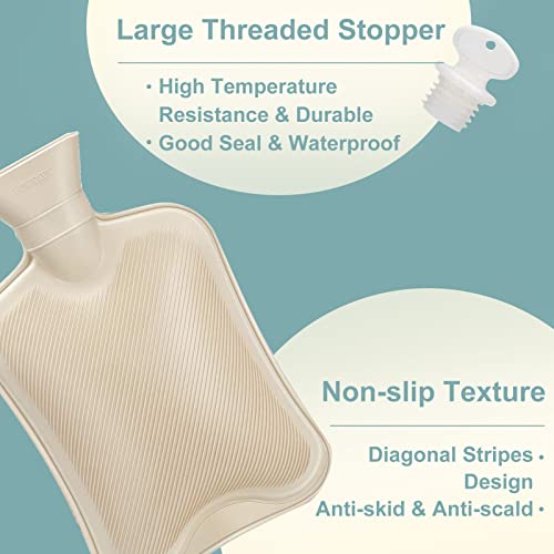 Hot Water Bottle, Fythao Rubber Hot Water Bottle For Pain Relief, Hot Water Bag For Cramps, Bed Warmer For Hand Feet Waist #TOP1