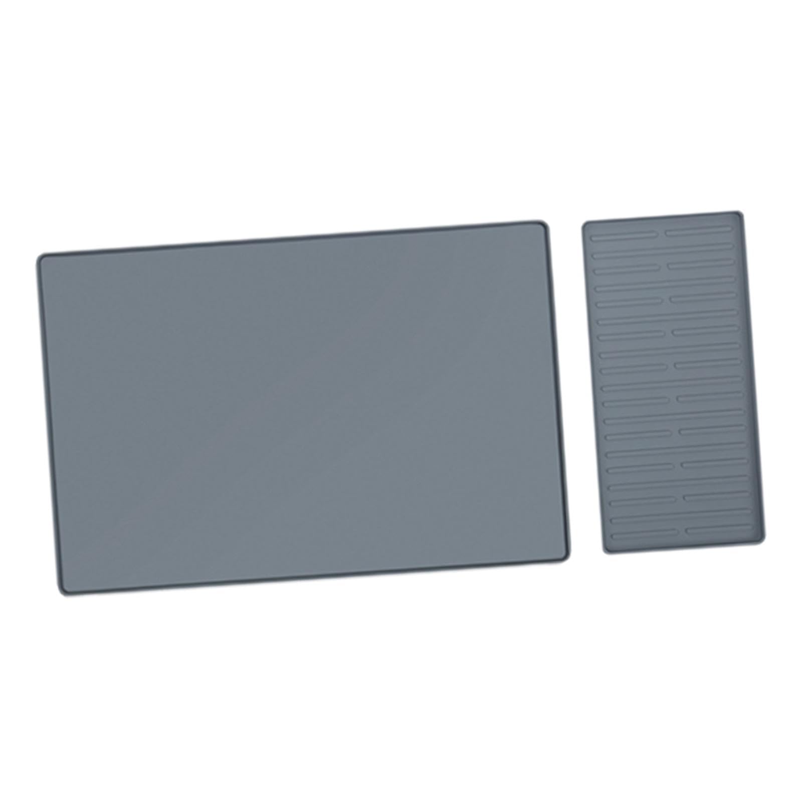 2 Stück Kaffeepad Abtropfmatte für Kaffeebar Flexible Kaffeemaschinenmatte mit Rand Geschirrmatte für Teestube Café Küche Bäckerei, Grau