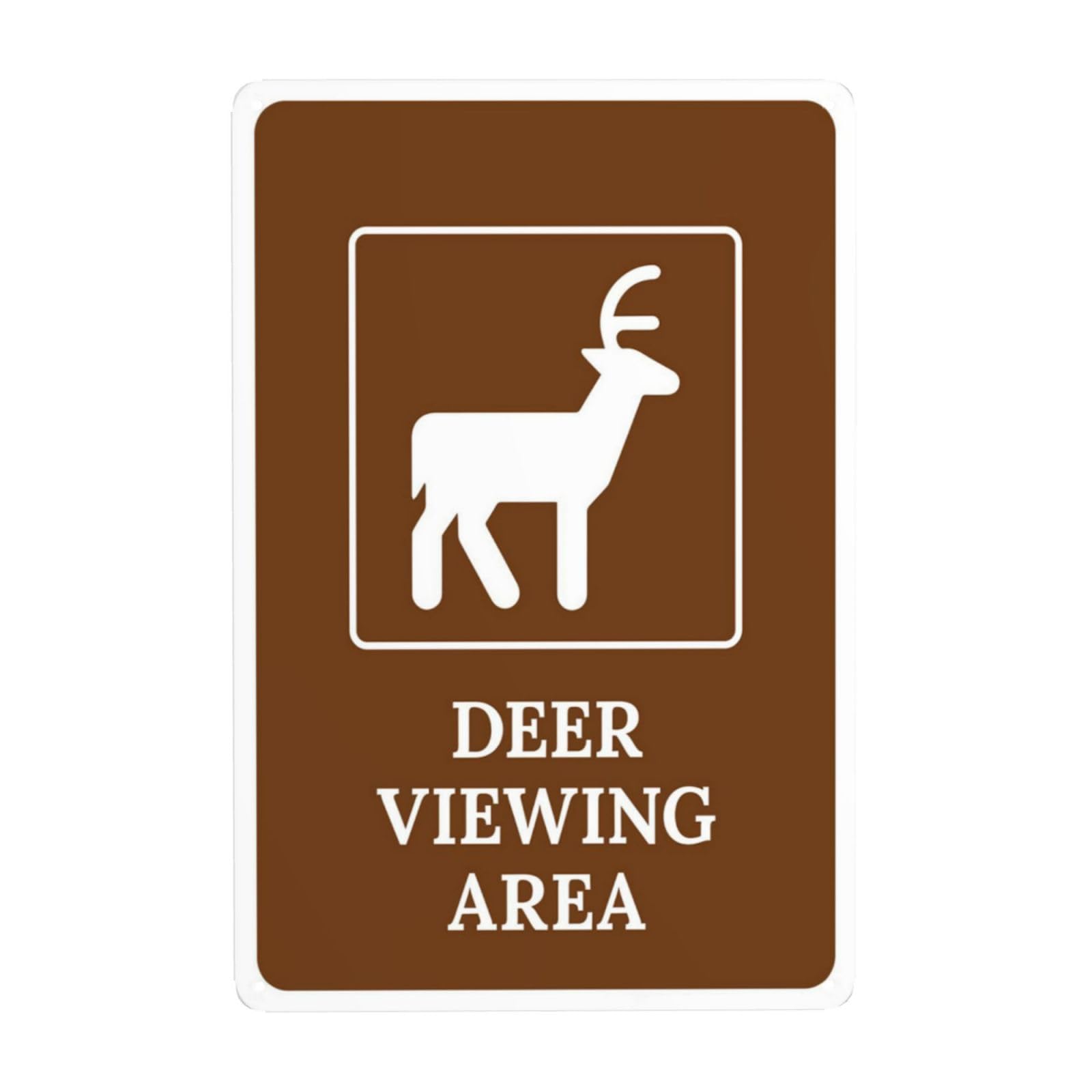 Deer Viewing Area With Graphic Warning Sign, 20 cm x 30 cm Metal Safety Signs, 4 Pre-Drilled and Easy to Fit Signs for Indoor and Outdoor Wall Decoration Safety Signs