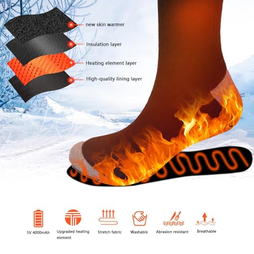 Heated Socks- APP Control Temperature - Long-Lasting Warmth Up to 11 Hours -Heated Socks for Men & Women -Ideal for Camping, Fishing, Biking, Skiing, Skating, Hunting & Hiking (6-10)4