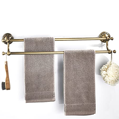 Leyden Brass Double Towel Bar,Adjustable Towel Rack Holder Antique Bathroom Accessories Wall Mount Vintage #TOP4