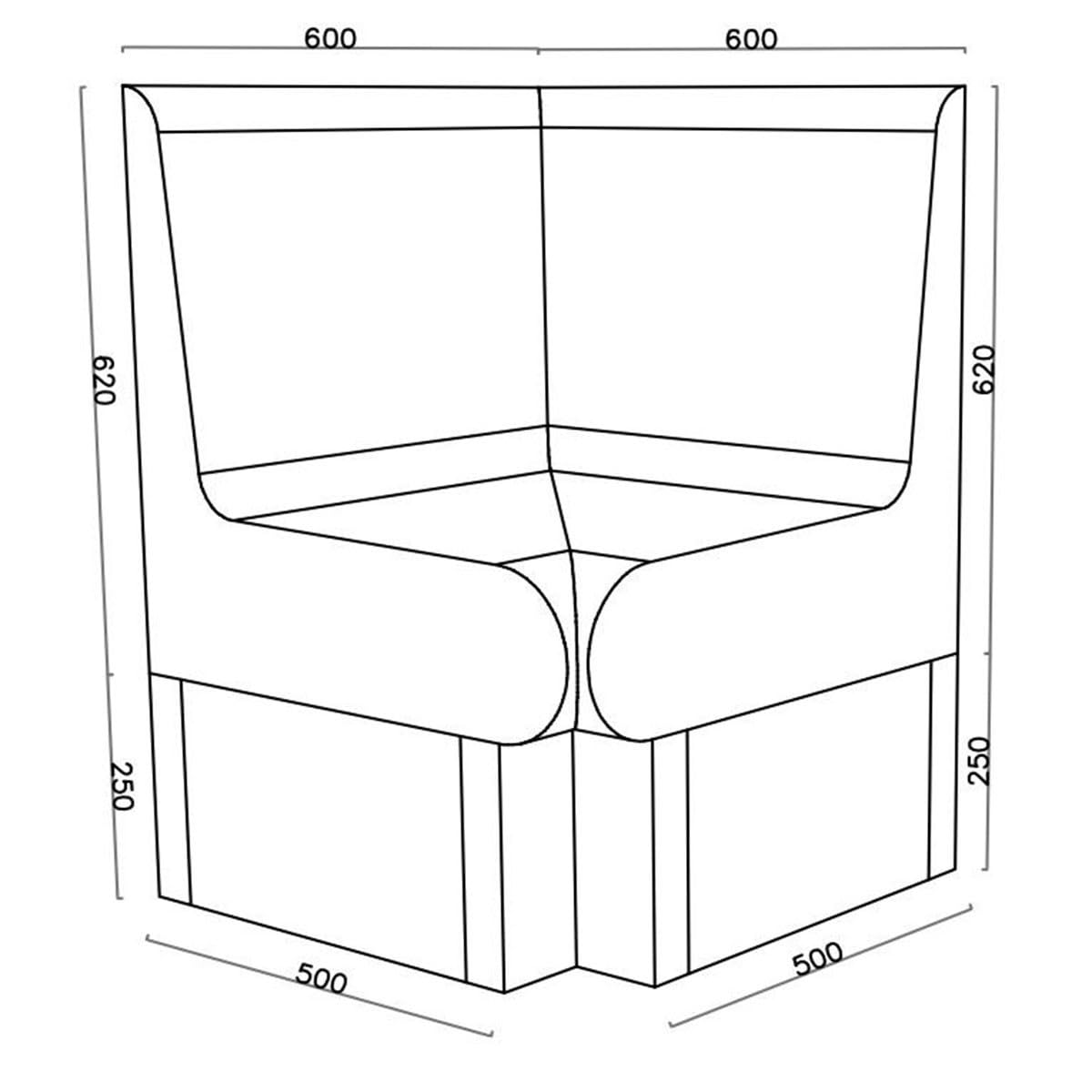 Banc Angle arrondis 600 x 586 x 870 mm Dossier XPS prêt à carreler hammam Salle de Bain