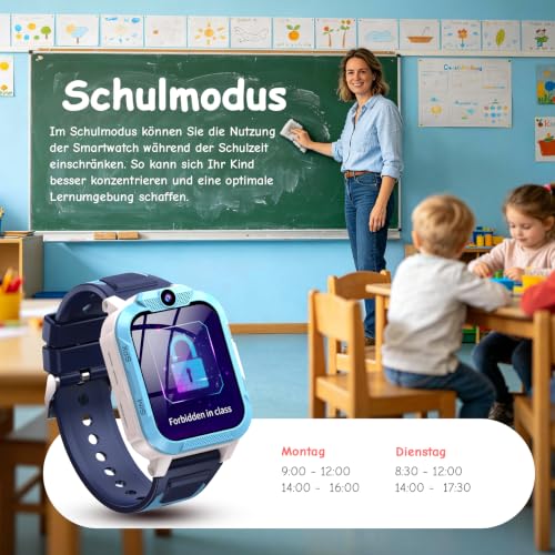 IOWODO Smartwatch Kinder mit GPS und Telefon 4G, Schulmodus, Sprachanruf – Ansicht 5
