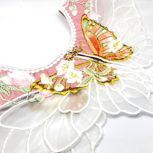 Chinese Pink Butterfly with Peony Lace Cloud Collar Shawl Wrap Shoulder Scraf for Mamian Skirt Hanfu Handmade（Pink Dream）4