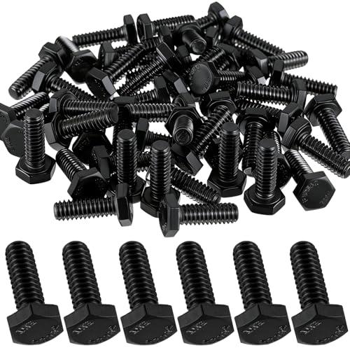 Image of Zonon 50 Pcs 1 /4-20 x 3 /4 inch Hex Head Screw Bolt 18-8 (304) Stainless Steel Hexagon Bolts, Fully Threaded, Plain Finish, External Hex Drive (Black)