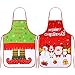 Qpout 2 Pezzi Grembiuli di Natale, Babbo Natale Renna Pupazzo di Neve Buon Natale Festa Cucina Grembiule da Cucina, per Donna Uomo Mamma Moglie Marito Festa di Natale Cucina Costume Accessori