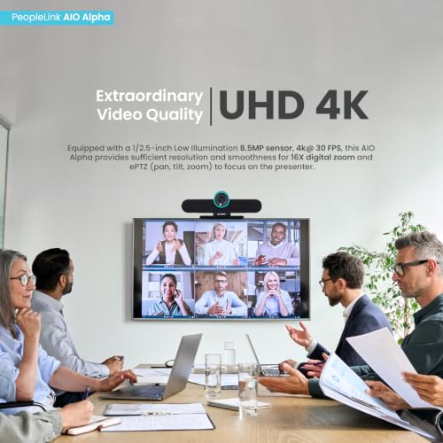 Image of AIO Alpha Ai 4K Video bar with Auto Framing Up to 10 Sitings |16X Zoom | 128 FOV Wide Angle |USB Plug & Play for Teaching,YouTube,Live Streaming,Video Conferencing,Hybrid Online Classes