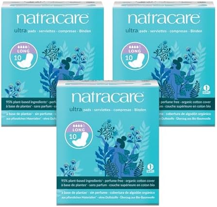 Natracare Slim Fitting Ultra Pads with Wings, Long, Made with Certified Organic Cotton, Ecologically Certified Cellulose Pulp and Plant Starch (3 Pack, 30 Pads Total) image 5