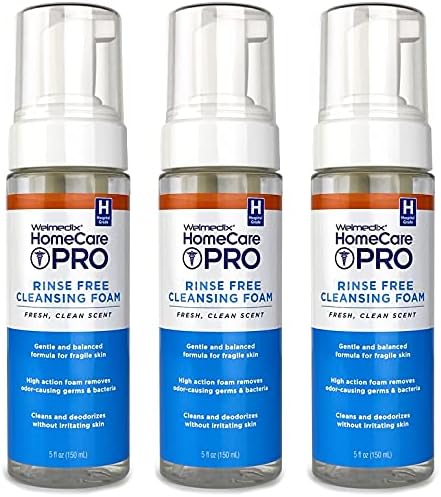 Welmedix Rinse Free Cleansing Foam, 3 in 1 Body Wash, Shampoo and Personal Cleanser for Elderly, Incontinence and Infant Care, Hospital Grade, Sulfate Free, Paraben Free (Pack of 3)