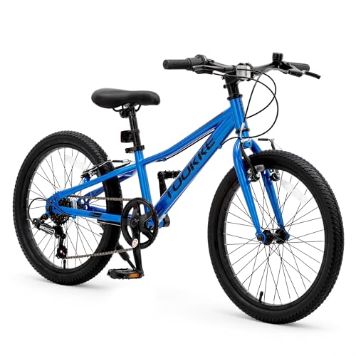 RIDSPO Kids Bike,20 Inch 7 Speed Mountain Bike for Boys & Girls Ages 7-13 Years Old with Kickstand, Multicolor to Choose, Adjustable Seat, Handbrake, Blue