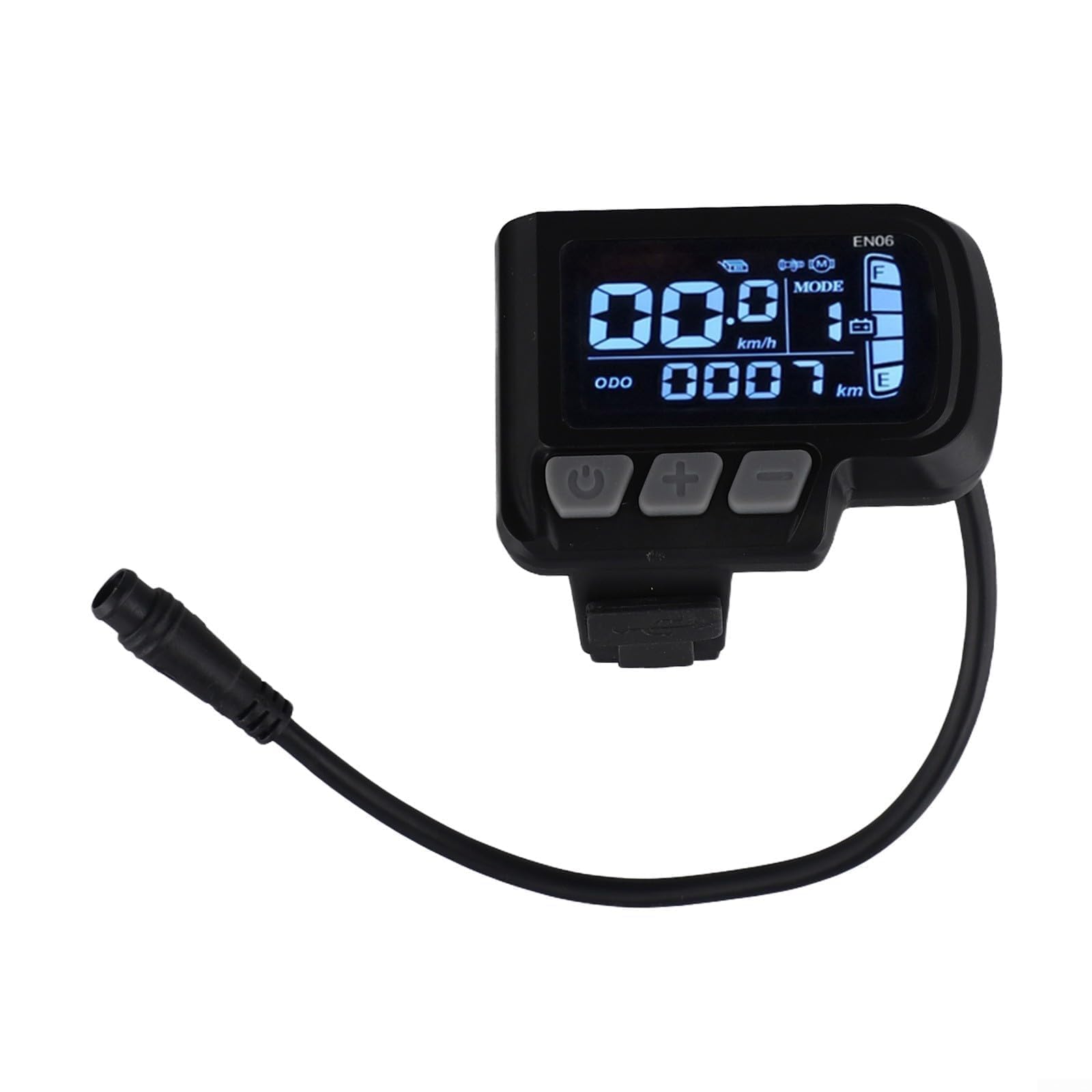 E-Bike LCD Display with 6-Pin Waterproof Cable, Fits 22.2mm Handlebars, for 24/36/48V Systems