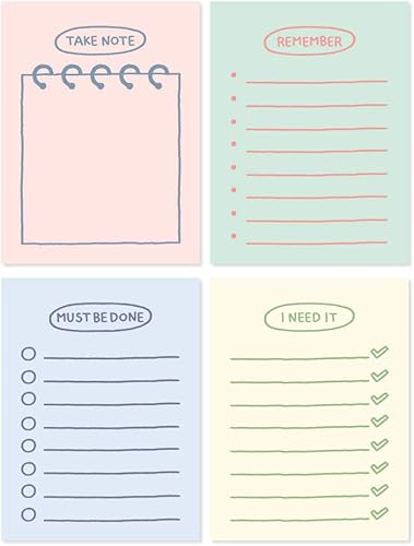 Monolike Memopad Sketch Planning Ver.2 - Juego de 4 paquetes, 4 diseños diferentes, 100 hojas por bloc, total de 400 hojas, blocs de notas, blocs de