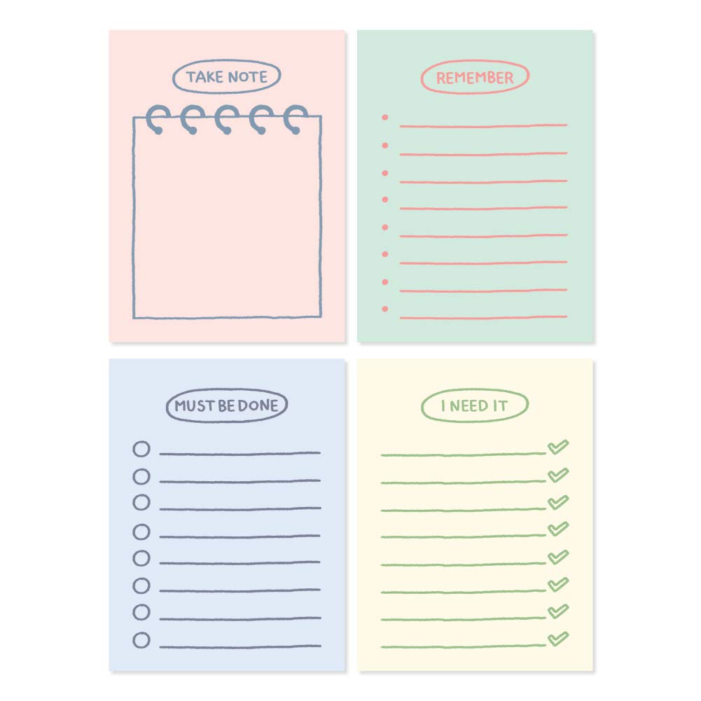 Monolike Memopad Sketch Planning Ver.2 design SET - 4 Packs, 4 Different Designs, 100 Sheets Per Pad, Total 400 Sheets, Note pads, Writing pads