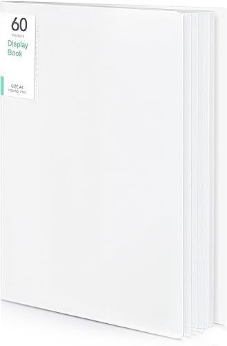 Carpeta de archivos de plástico con 60 bolsillos, portafolio, fundas transparentes, organizador de documentos para hojas de música, ilustraciones