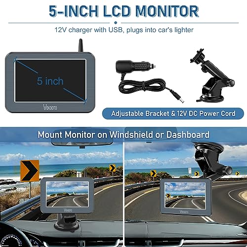 Vekooto Magnetic Solar Wireless Backup Camera 5'' Monitor Kit - Hd 1080P Rear View Camera Rechargeable Battery, No Wiring No Drilling, Wireless Backup Hitch Camera For Trailers, 5Th, Pickup (Sw5-1) #TOP4